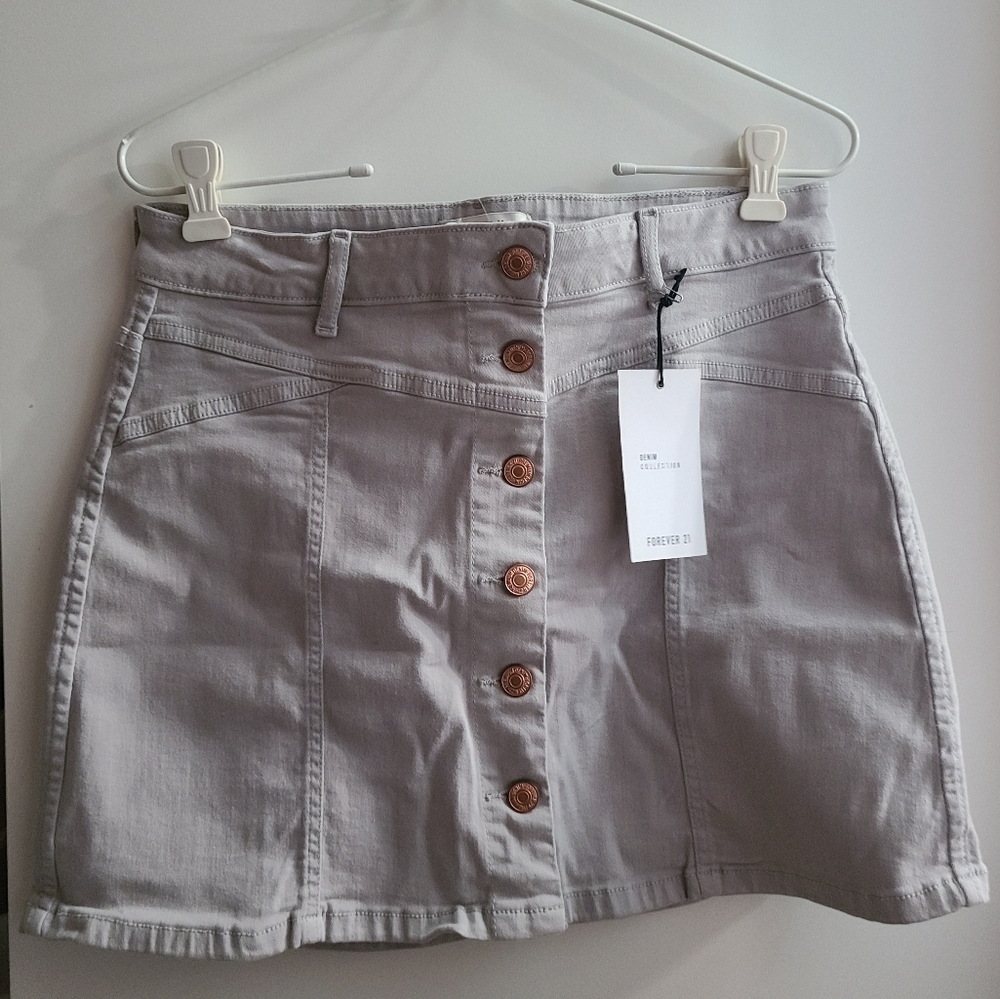 Forever 21 Grey Denim Mini Skirt - Picture 1 of 4